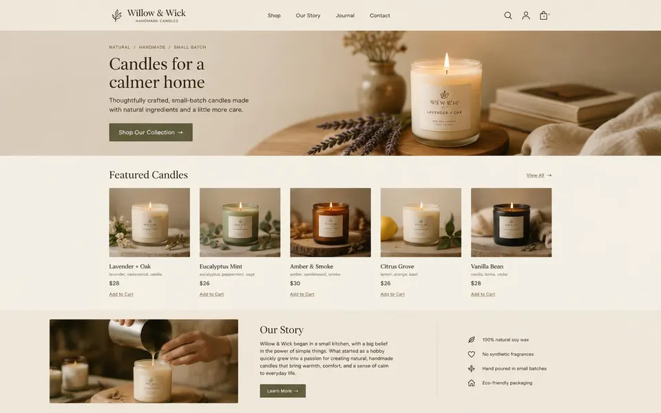Preview of the Handmade candles site